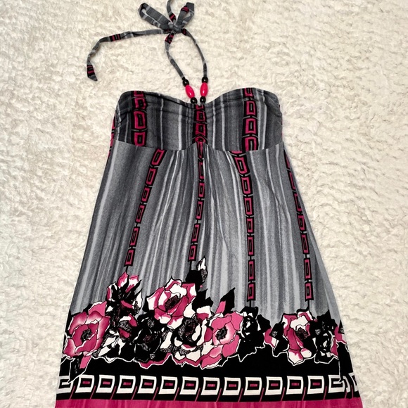 Pink and Gray Patterned Sundress by Venus, Size L - Picture 3 of 6
